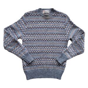 Vintage Glencraig Shetland Sweater Small Fair Isle Stripe Scotland Wool Knitwear